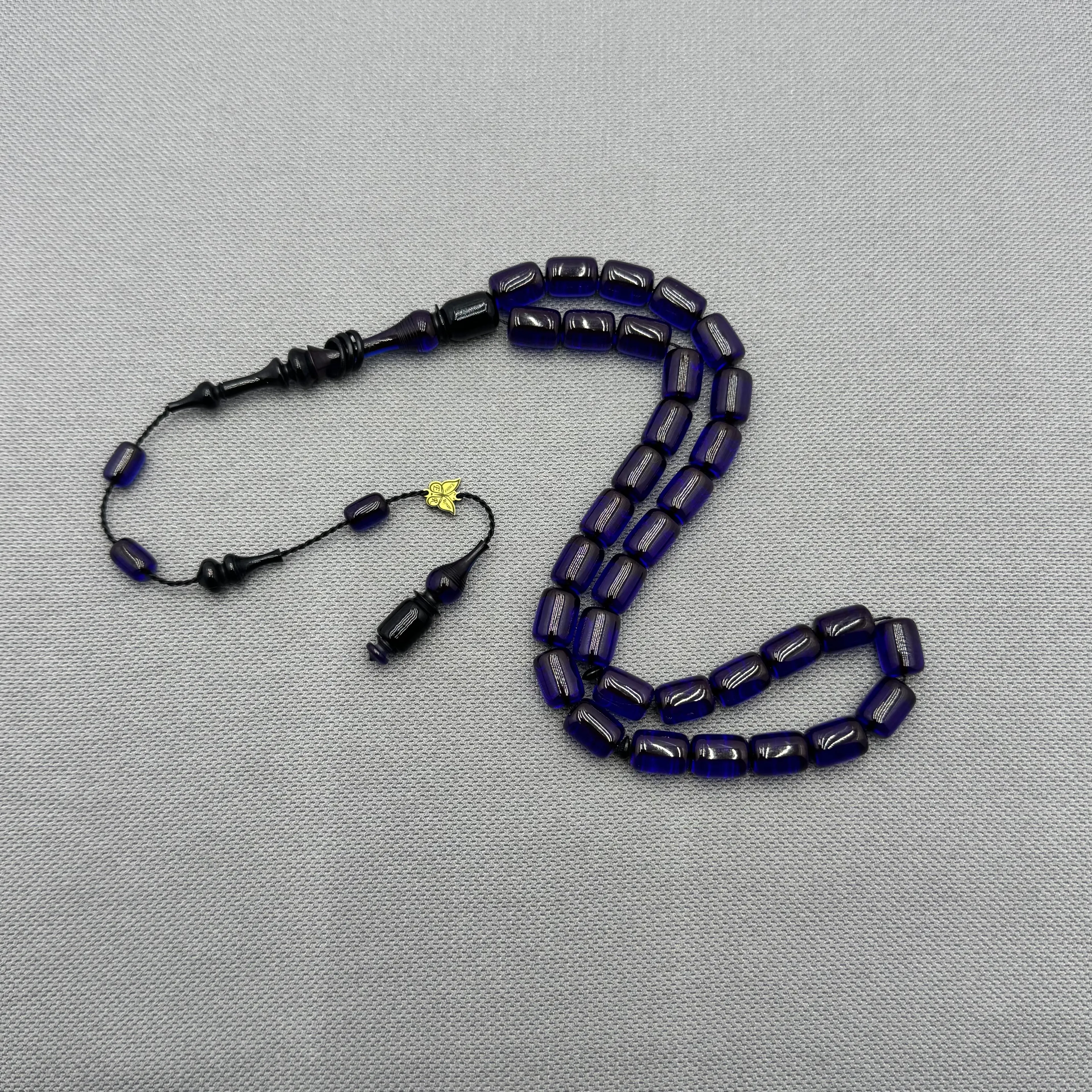 Emine REŞVANİ Usta İşçilik Lacivert Renk Ateş Kehribar Tesbih